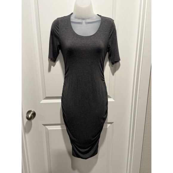 A Pea In The POD Grey Maternity Bodycon Dress XS T-Shirt X-Small Scrunch Sexy - Picture 1 of 9